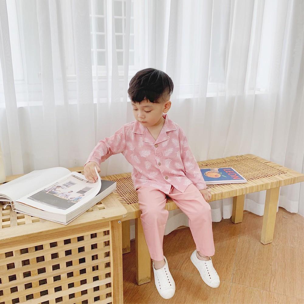 Bộ Ngủ Pijama Mặc Hè Chất Đũi Cho Bé Trai và Bé Gái