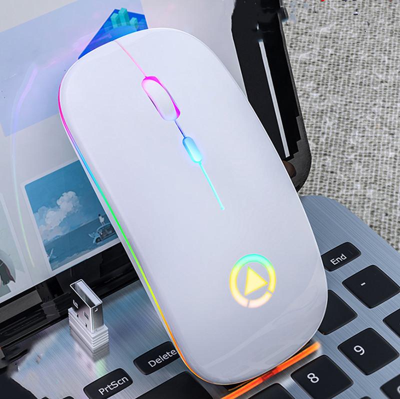 Chuột Không Dây RGB Sạc Máy Tính Mause Im Lặng Công Thái LED Chuột USB Backlit Nhiều Màu Sắc Phát Sáng Chuột Văn Phòng Cho Laptop