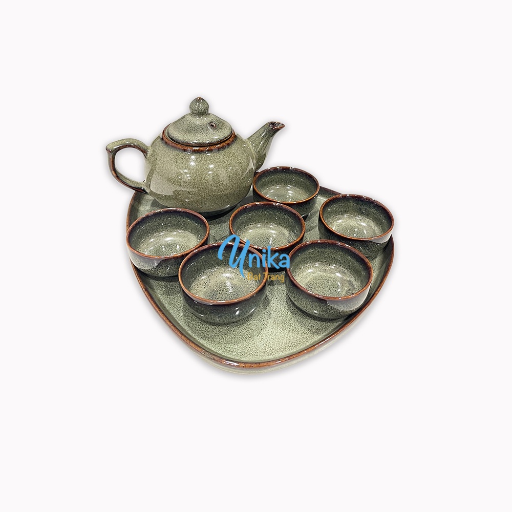 Bộ Ấm Chè Men Thỏ Ngọc ACTR1 - Bộ Ấm Trà Gốm Sứ Men Thỏ Ngọc Cao cấp - Gốm Sứ Bát Tràng