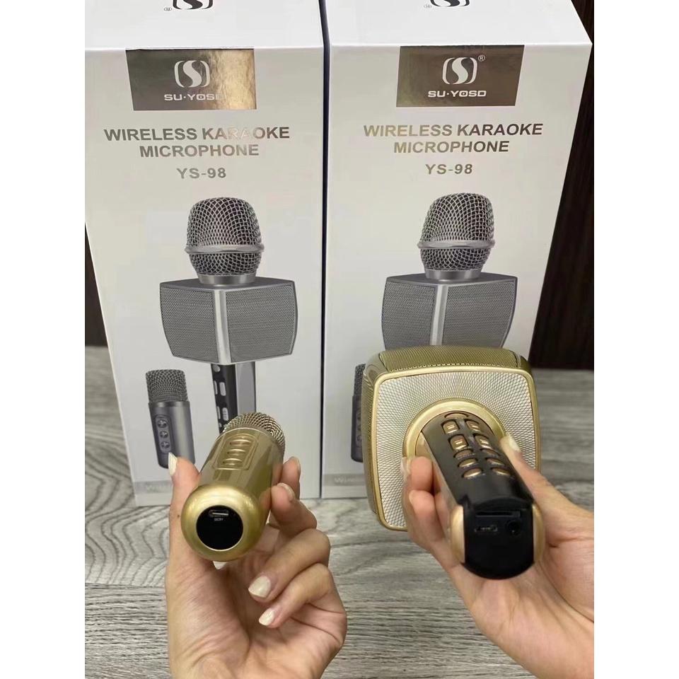 Micro Karaoke YS98 Cao Cấp Siêu Hay- Micro Bluetooth YS-98 Tích Hợp Loa Bass, Tress, Kèm Thêm 1 Micro Để Hát Song Ca