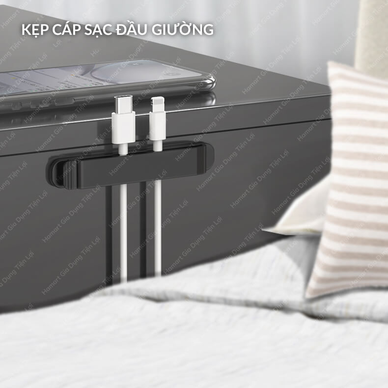 Vỉ 10 Móc Treo Dây Điện Dán Tường Có Chốt Hamart Kẹp Cố Định Dây Cáp Văn Phòng Keo Siêu Dính Tiện Lợi