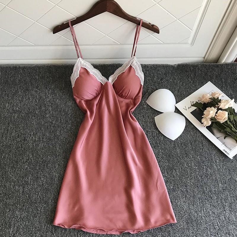 Váy Ngủ 2 Dây HISEXY Chất Lụa Satin Cao Cấp Mặc Nhà Đủ Size Dưới 85Kg MD31