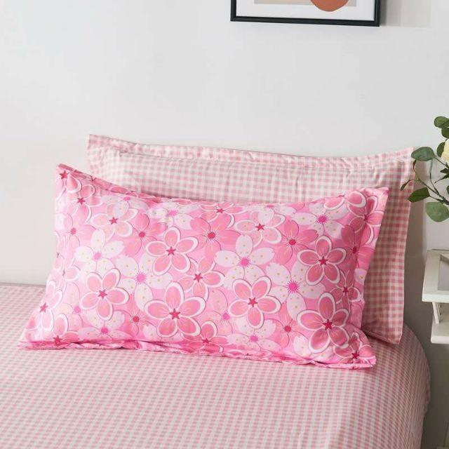 Bộ Chăn Ga Gối Cotton Hoa Đào Hồng