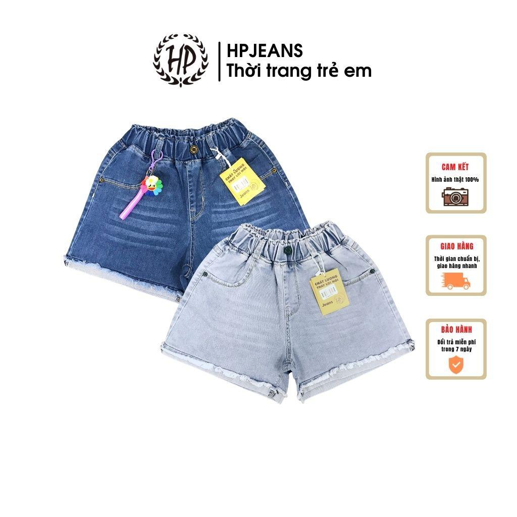 Quần Bò Bé Gái HPJEANSSD526 Hậu Bùi Quần Short Jean Bé Gái Cạp Chun HPjeans Cao Cấp Cho Bé Từ 7 Đến 10 Tuổi