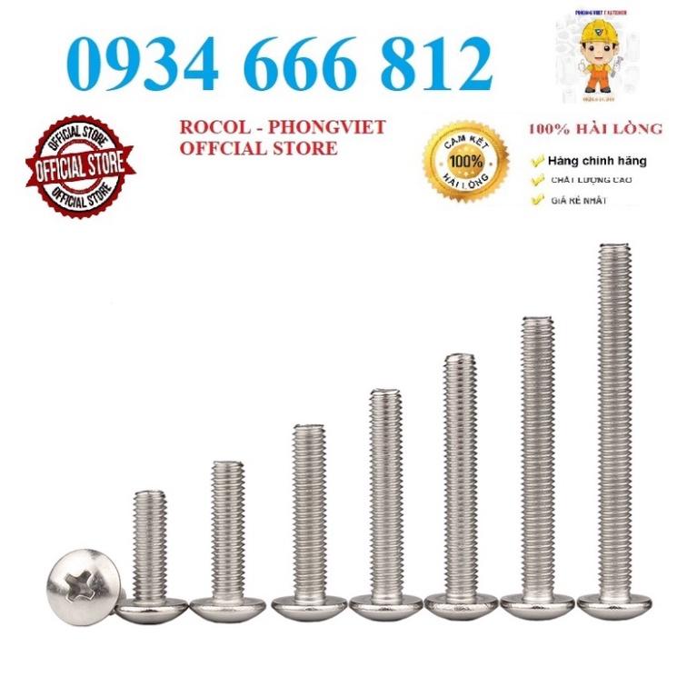Combo 50c vít pake đầu dù thân bulong INOX 304 M6, M6X20, M6X25