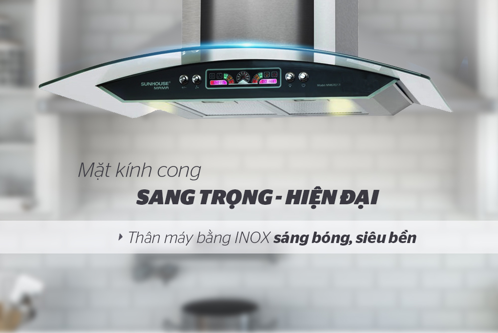 Máy Hút Mùi Kính Cong Sunhouse Mama MM6707-70 (180W) - Hàng chính hãng