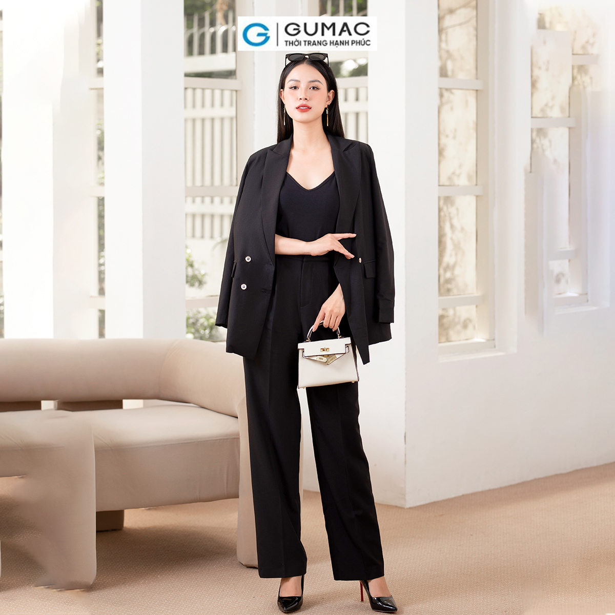 Quần ống suông xếp ly thời trang GUMAC QD10016