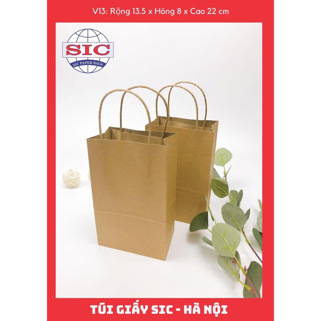 10 CHIẾC TÚI GIẤY KRAFT V13: 13.5x8x22 CÓ QUAI