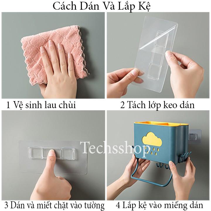 Kệ Để Bàn Chải Kem Đánh Răng 2 Lớp Hình Đám Mây Mưa - Kệ Nhựa Để Đồ Phòng Tắm, Phòng Bếp