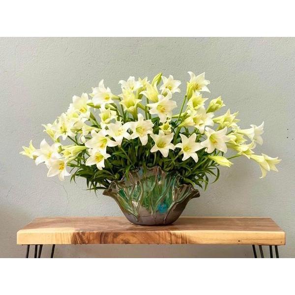 Bình cắm hoa decor siêu đẹp, làn cắm hoa Bát Tràng dáng lá sen men hỏa biến - Gốm Nghệ Nhân