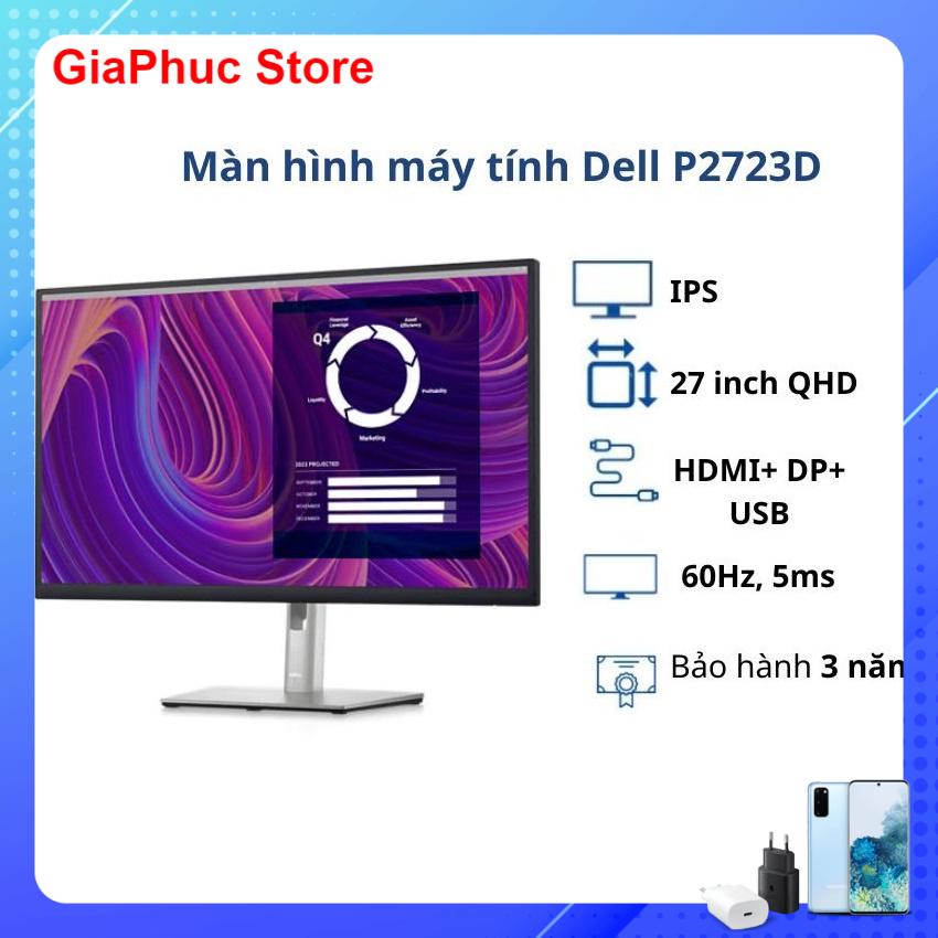 Màn hình máy tính Dell P2723D 27inch/QHD/IPS/60Hz/5ms - Hàng Chính Hãng