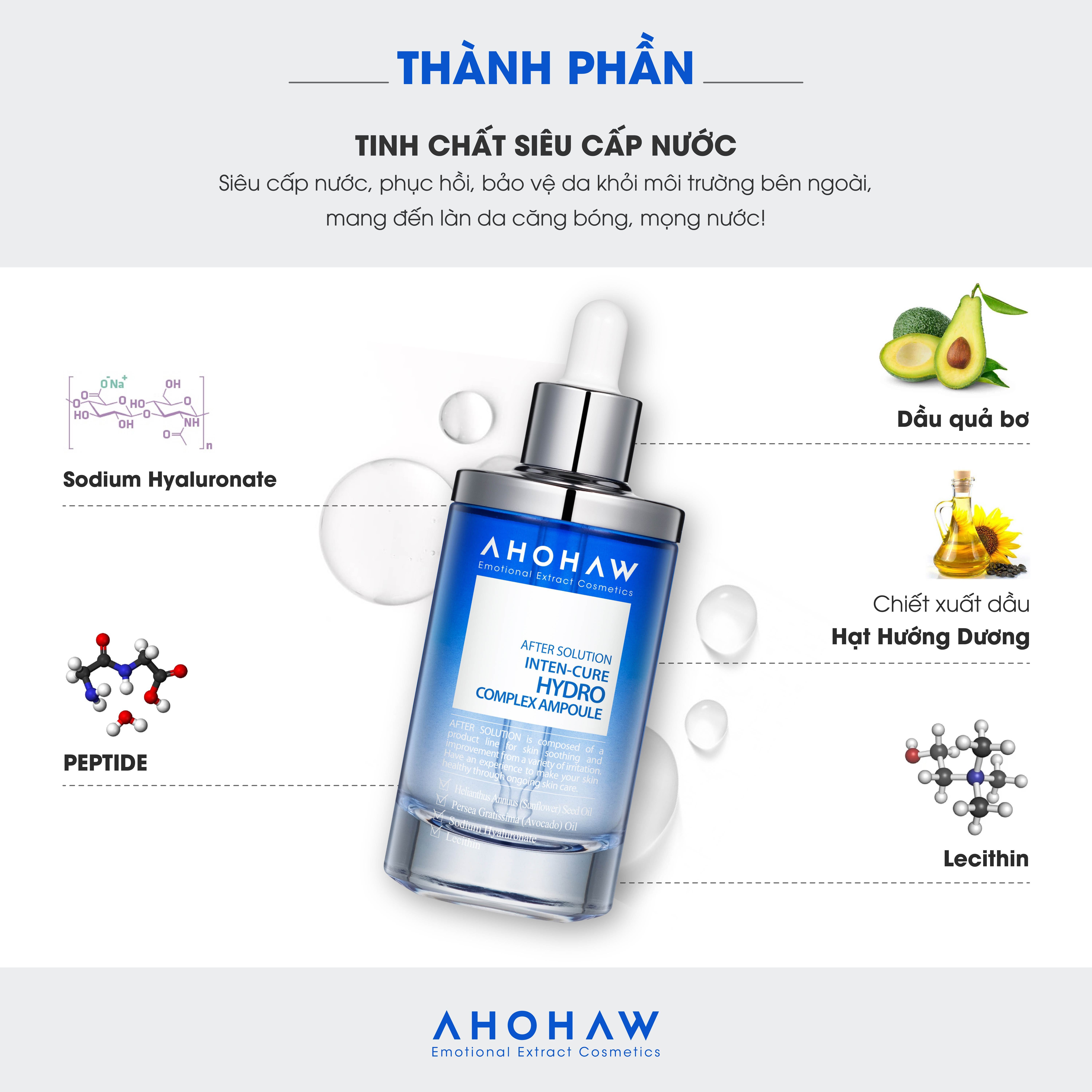 Tinh Chất Cấp Ẩm, Căng Bóng Cao Cấp Ahohaw After Solution - Hàng Chính Hãng