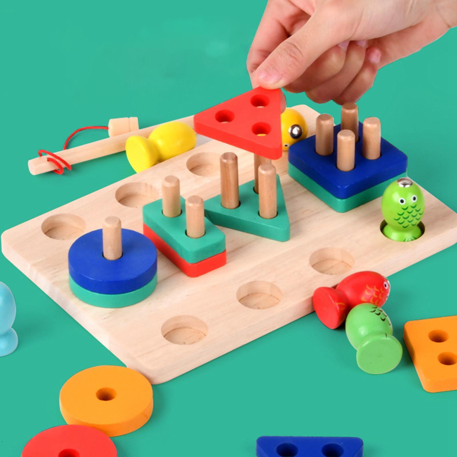 Wooden Sorter Stacking Toy Develop Fine Motor Skill for Toddlers Kids