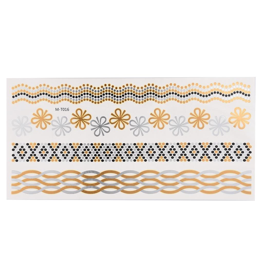 Hình xăm dán vòng tay, cổ chân, cánh tay nam nữ tạm thời ánh kim vàng bạc tatoo thời trang đi biển Legaxi