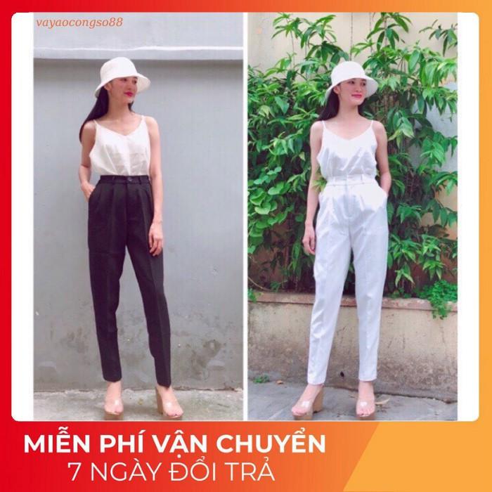 Quần baggy nữ lưng thun chất vải tuyết mưa form chuẩn lưng cao có bigsize