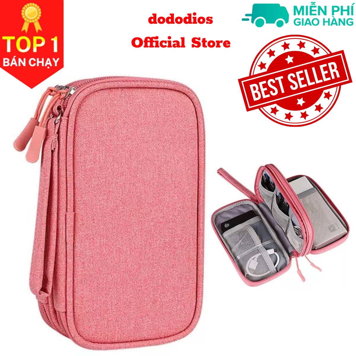 Túi đựng phụ kiện công nghệ đựng pin sạc dự phòng, điện thoại, cáp sạc usb, tai nghe có quai cầm, Túi Đựng Phụ Kiện Công Nghệ Có Quai Cầm, Chống Nước - Hàng Chính Hãng dododios