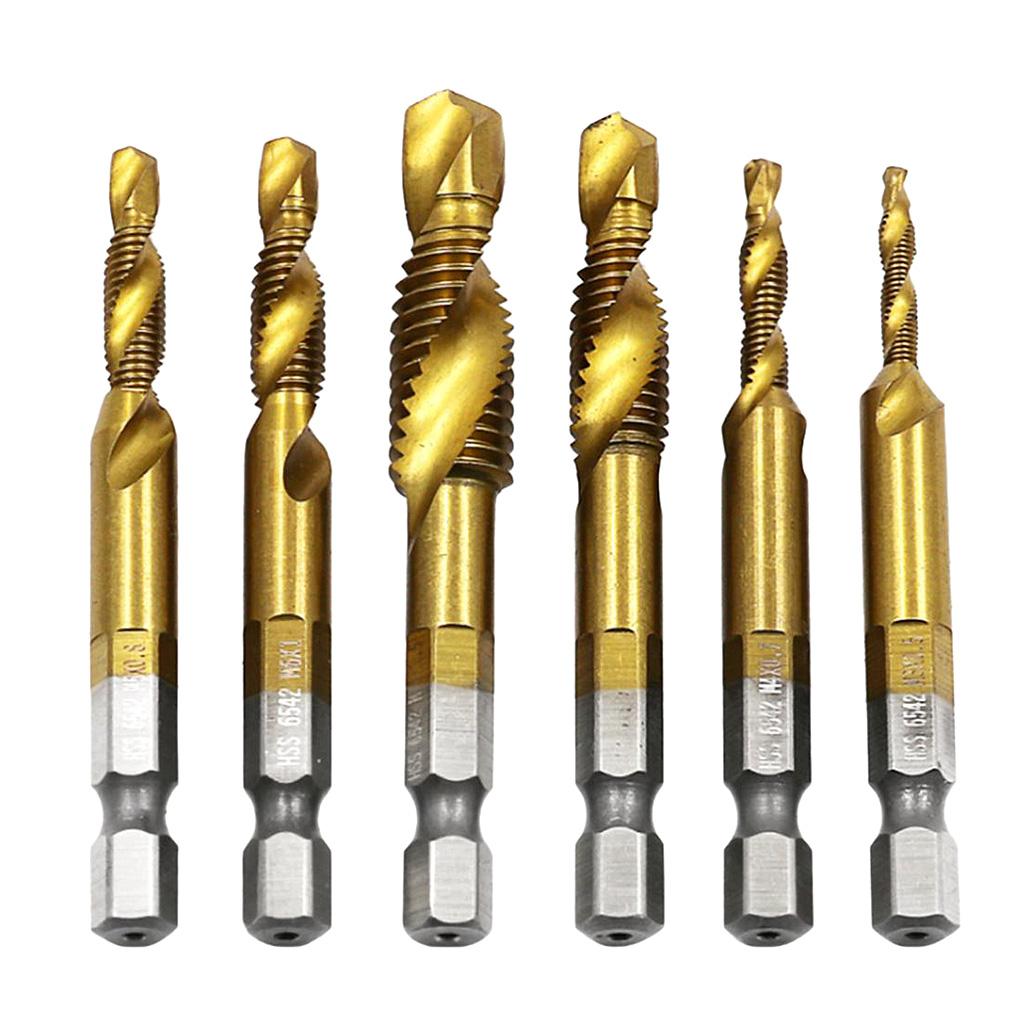 6 Piece Tap Drill Set Tap Drill Combo Deburr Countersink Bits