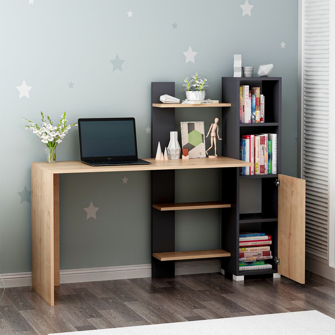 Bàn làm việc liền giá sách hiện đại SMLIFE Delilah