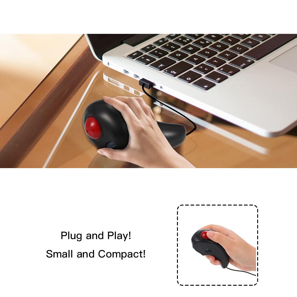 Ergonomic Có Dây Trackball Chuột Quang Cầm Tay Chuột Cho Win7/ 8/ ME/ XP/ NT Máy Tính 4 Có Thể Điều Chỉnh mức DPI Cắm N Chơi, đen