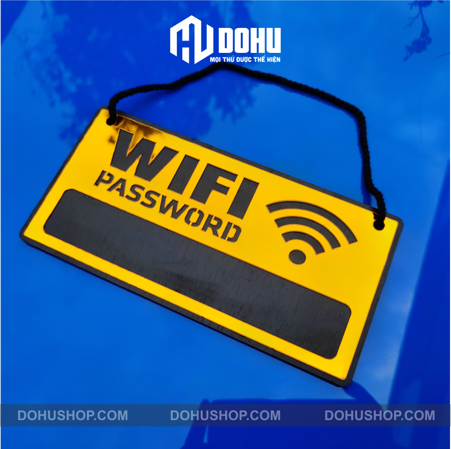 Bảng ghi pass wifi bằng gương vàng - bảng treo