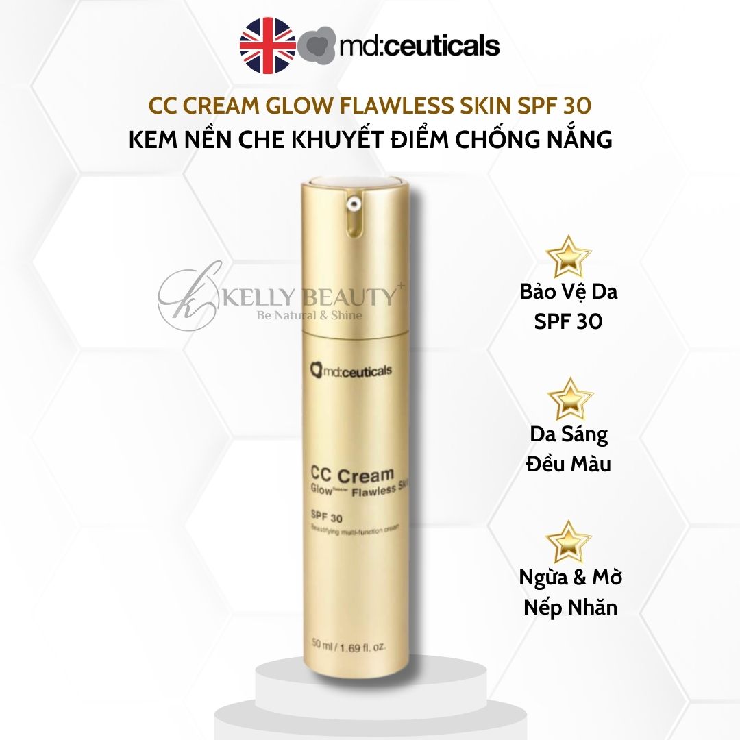 Kem Nền Che Khuyết Điểm Chống Nắng CC Cream Glow Flawless Skin SPF 30 - MD:Ceuticals | Kelly Beauty