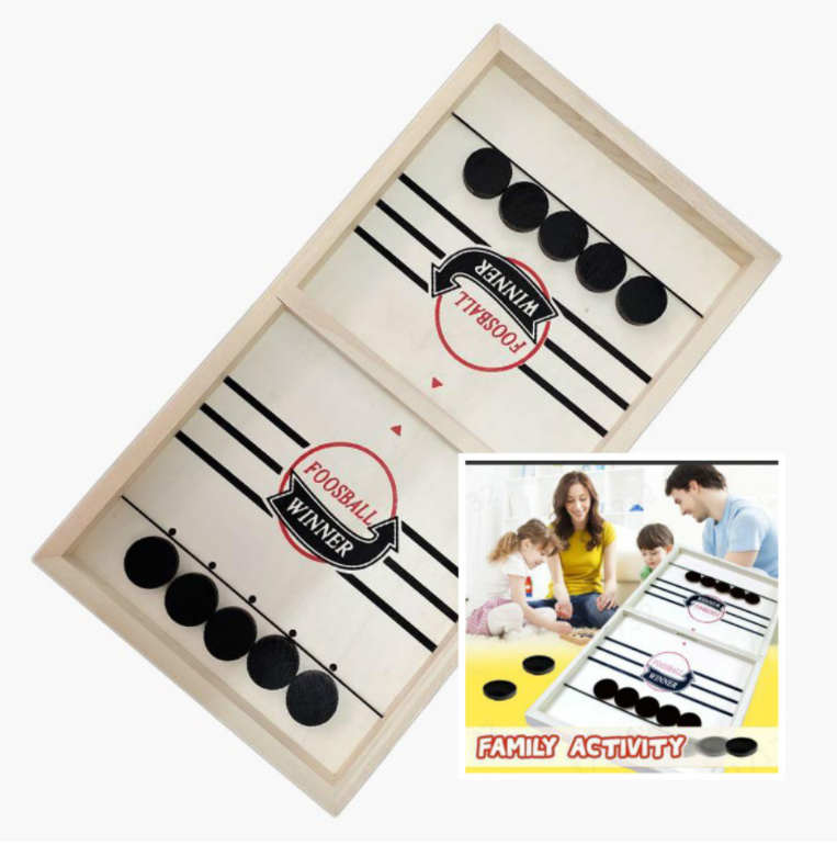 Bàn bắn bi gỗ cỡ đại Slingpuck cờ búng bi xuyên lỗ- Foosball Winner cỡ đại KT 56x30x3.3 cm Nhíp Shop