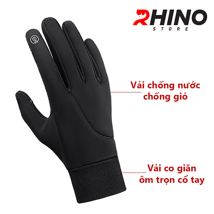 Găng tay giữ ấm mùa đông chống gió, kháng nước mưa Rhino G102 Bao tay thể thao cảm ứng điện thoại, găng tay đi xe máy, xe đạp lót nỉ cho nam nữ, bảo hộ đi phượt