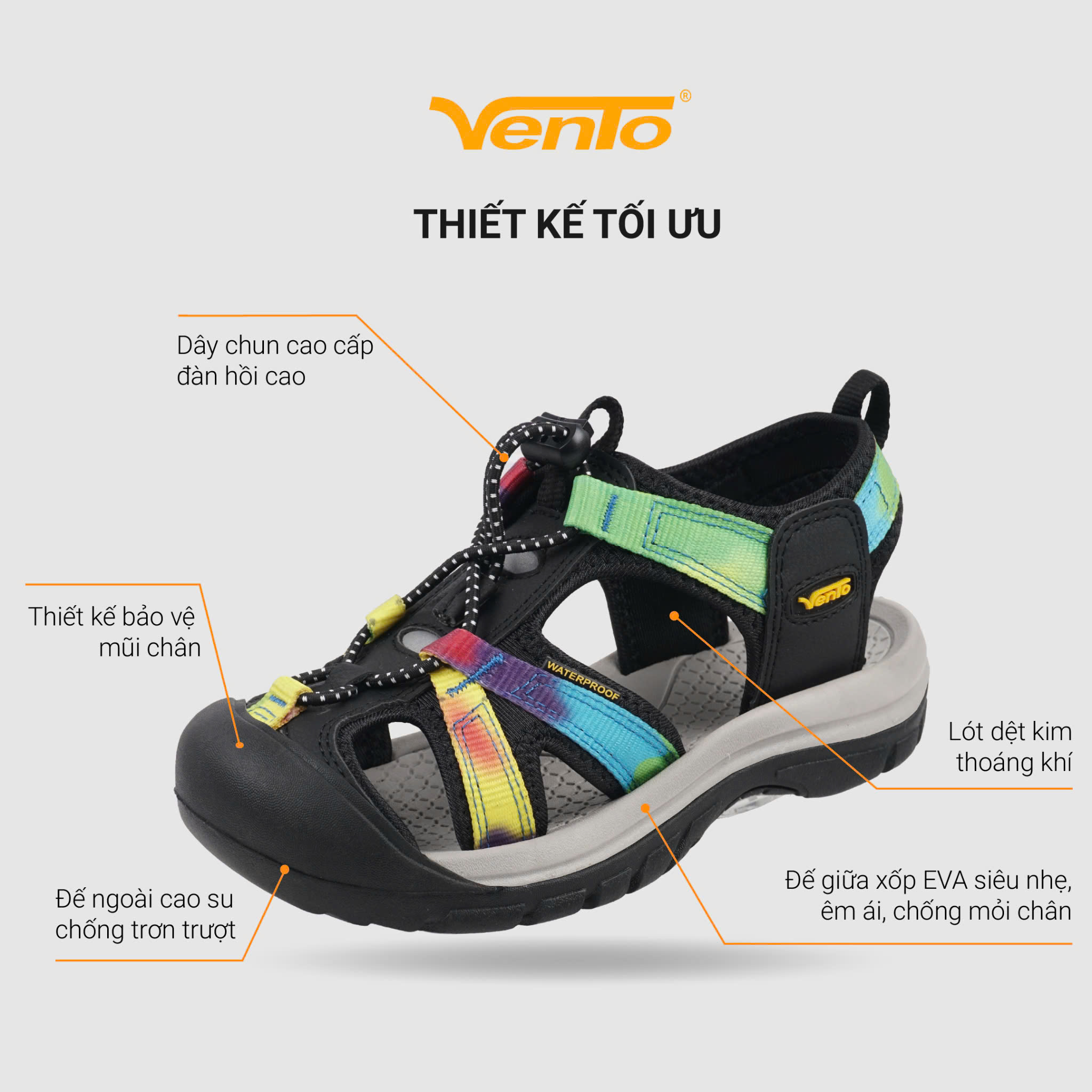 Giày dép Sandal Bít Mũi dã ngoại trekking VENTO ALPHA I SD08001