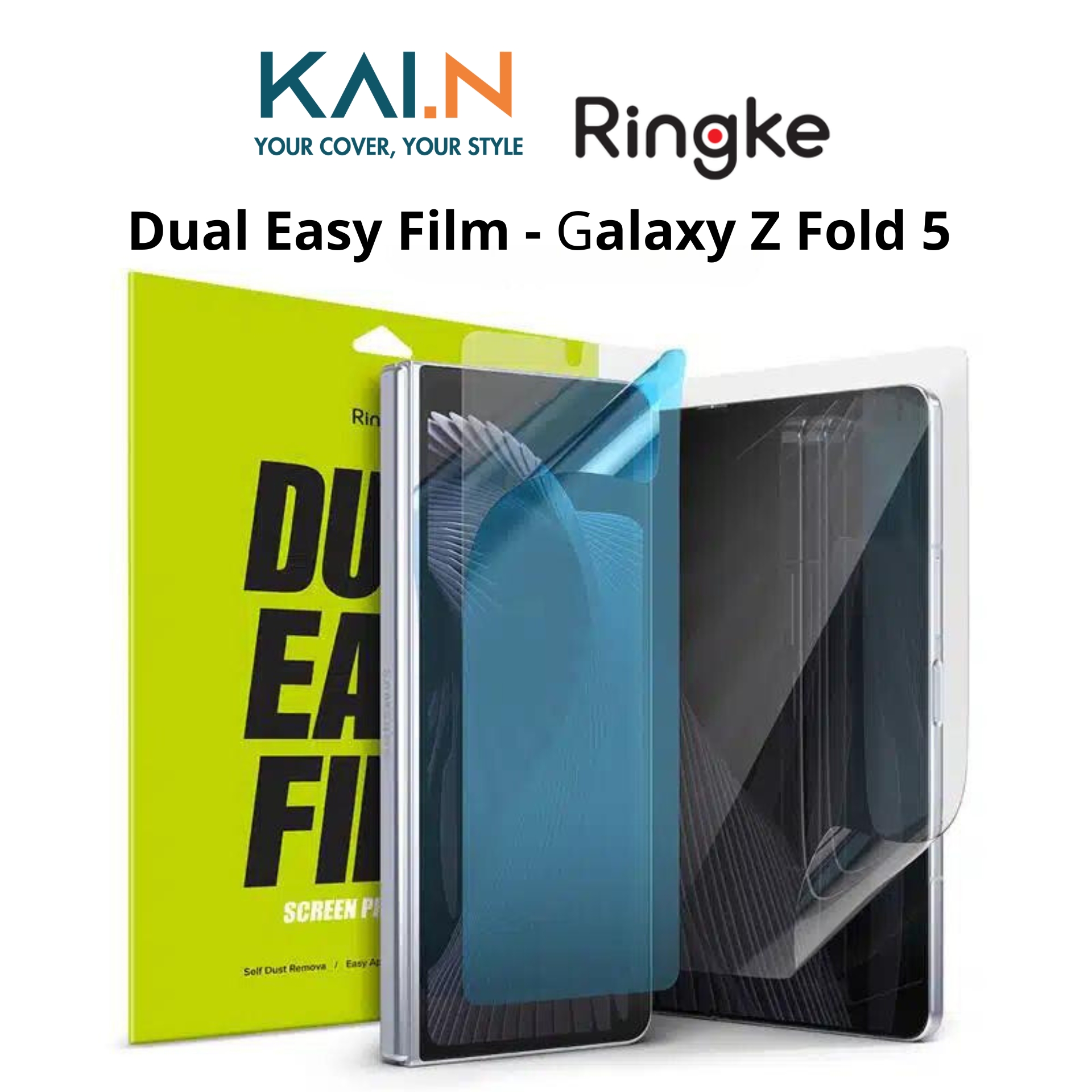 Bộ Dán Dẻo Ringke Dual Easy Film Dành Cho Samsung Galaxy Z Fold 5 5G, 1 Mặt Trong, 1 Mặt Ngoài - Hàng Chính Hãng