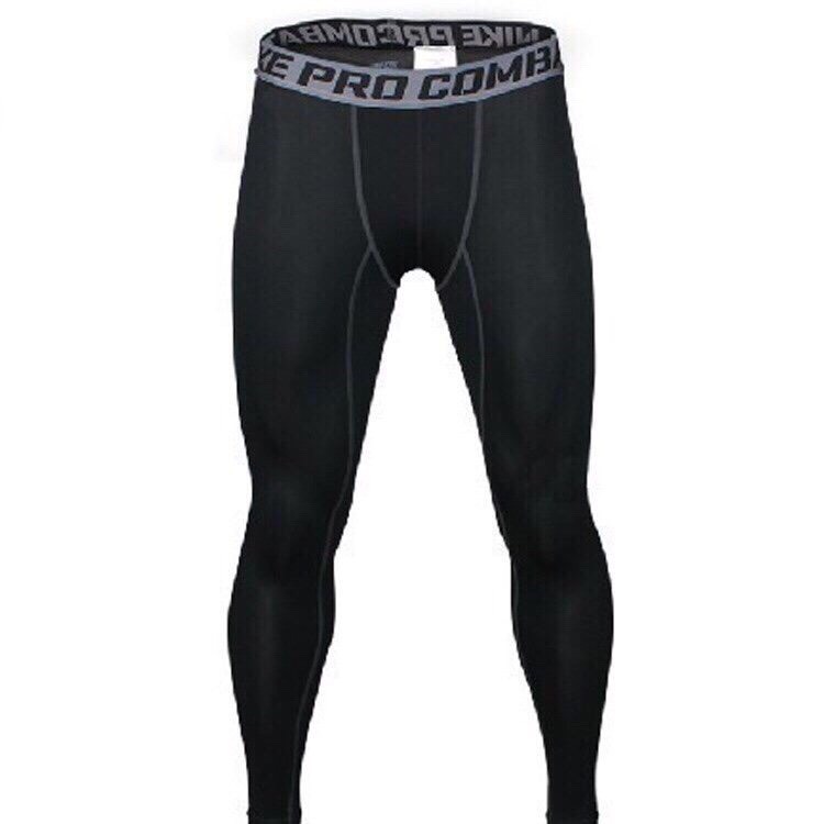 QUẦN GIỮ NHIỆT COMBAT PRO LEGGING TẬP GYM NAM DÁNG DÀI MÀU ĐEN