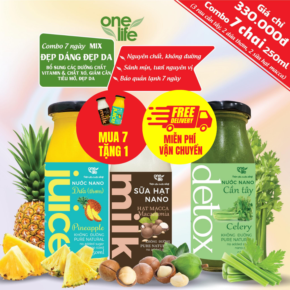 (Tặng 1 chai) Combo 7 Ngày MIX ĐẸP DÁNG ĐẸP DA OneLife