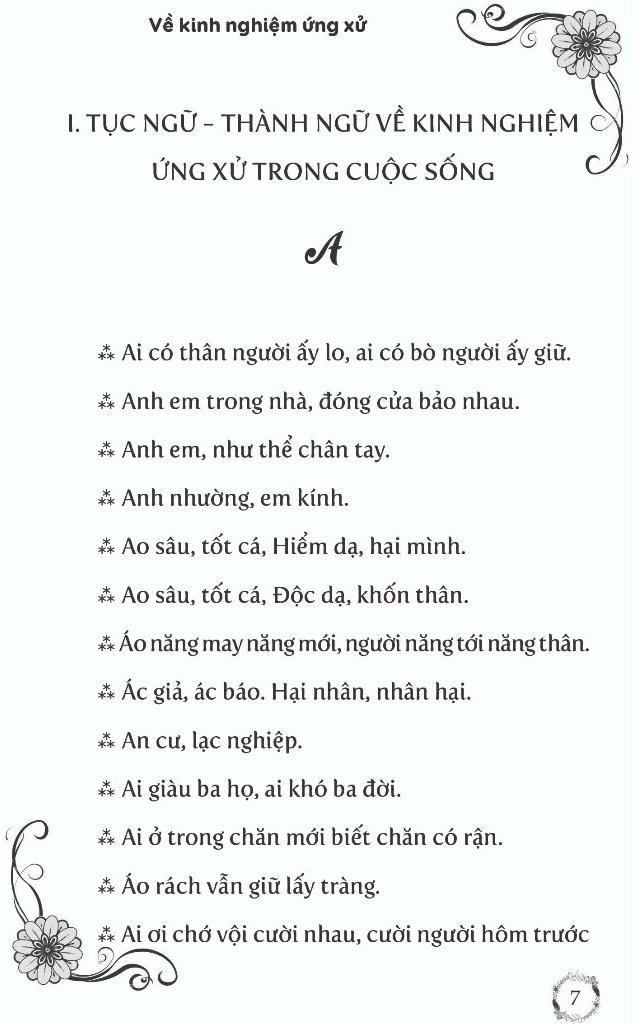 Sách - Thành Ngữ-Tục Ngữ-Ca Dao-Dân Ca Việt Nam - Về Kinh Nghiệm Ứng Xử