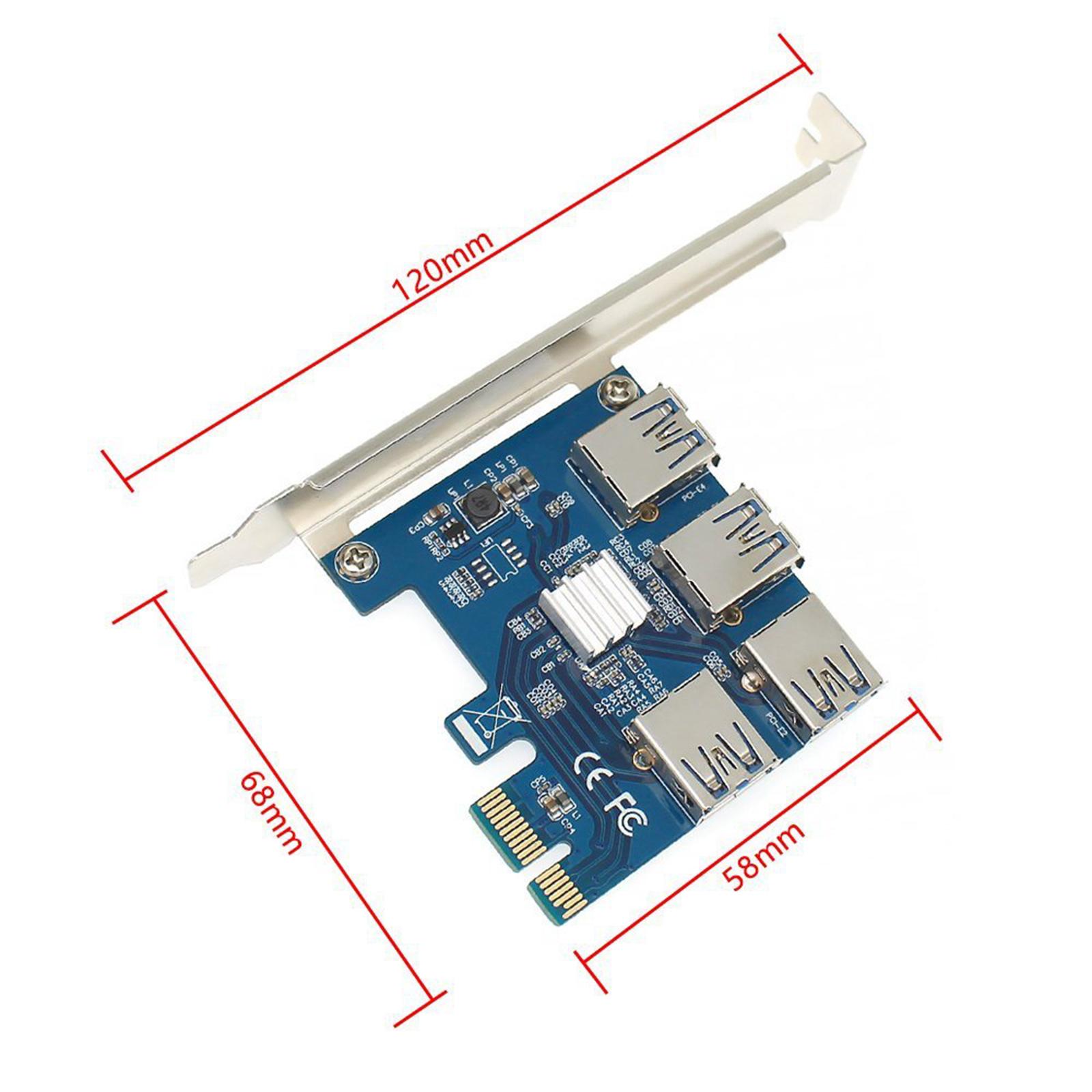 1 to 4 PCI-Express 16X Slots Riser Card PCI-E 1X to External 4 PCI-e USB 3.0 Adapter