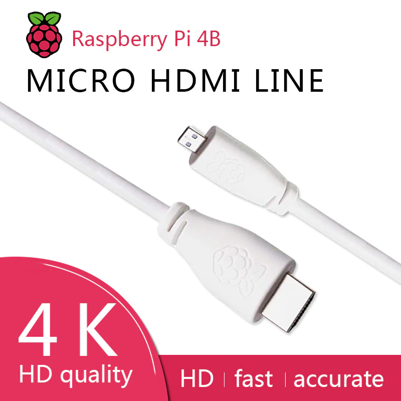 Cable chuyển microHDMI to HDMI Official dành cho Raspberry Pi 4 - Hàng Chính Hãng 