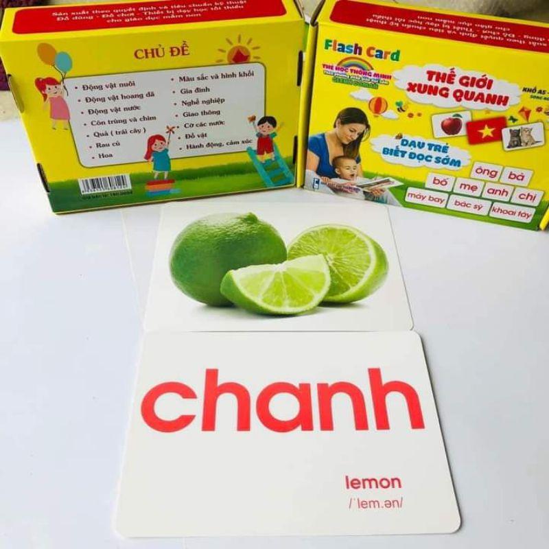 Thẻ học thông minh song ngữ Anh- Việt 15 chủ đề khổ A5 (15cm X 21 cm) Dành cho bé từ 0-6 tuổi