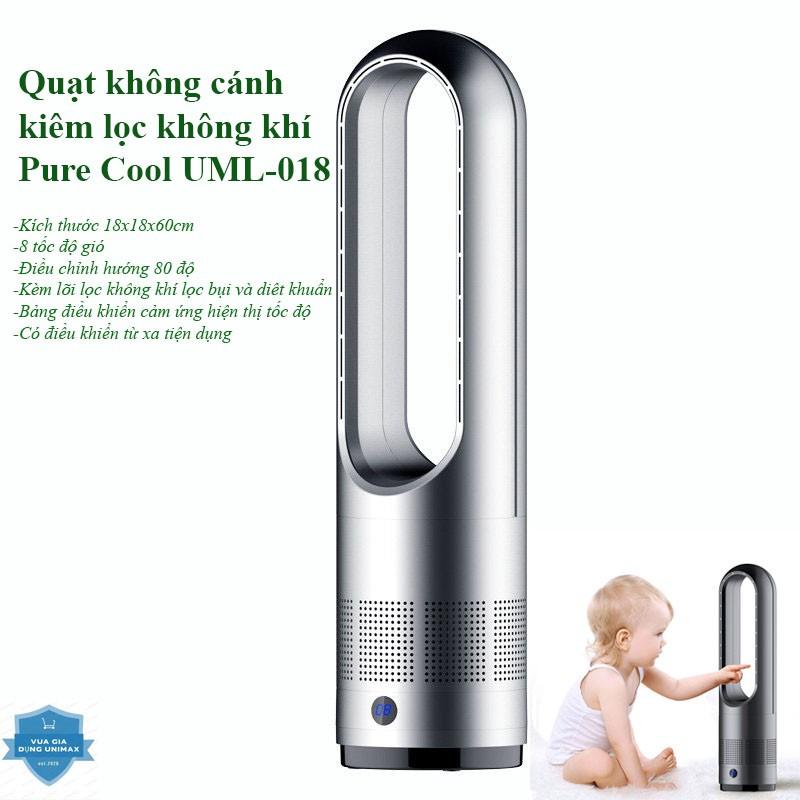 Lọc không khí quạt không cánh 2in1 PURE COOL 018 màn hình LCD hiển thị 8 tốc độ gió- Quạt bàn sang trọng