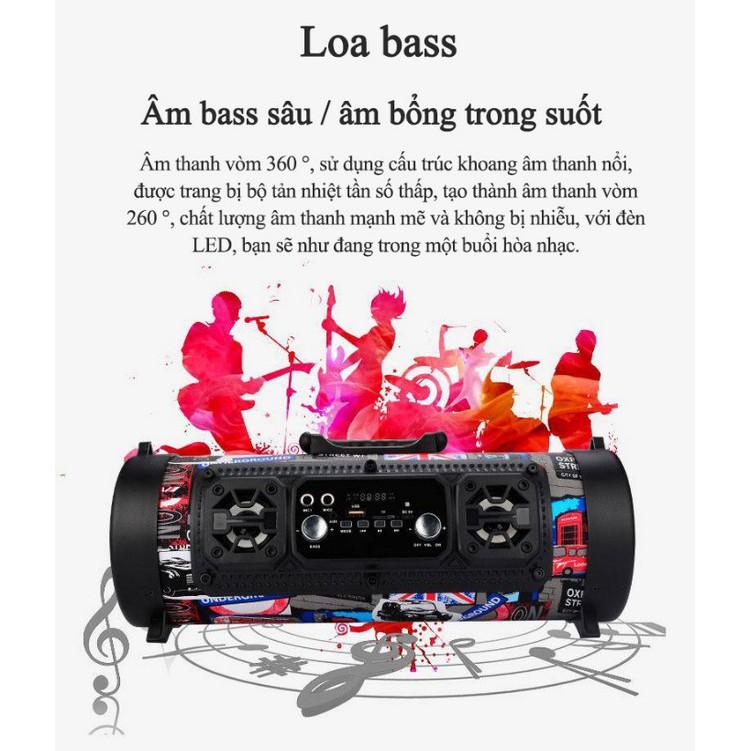 Loa siêu trầm bluetooth không dây xách tay mới【 Bluetooth + USB + chức năng micrô + đài FM tích hợp + Jack cắm 3.5 】