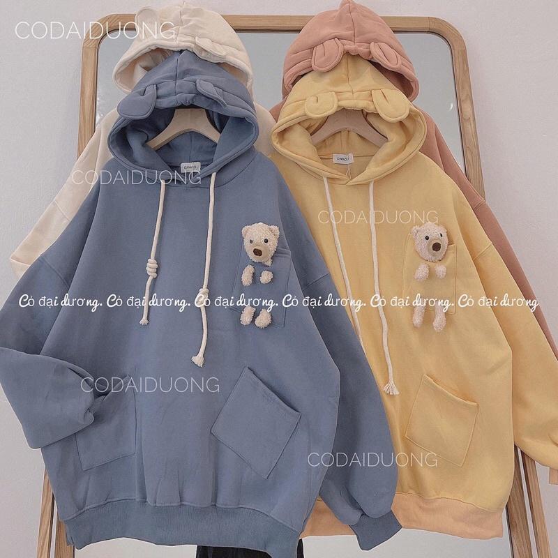 áo nỉ hoodie gấu bông