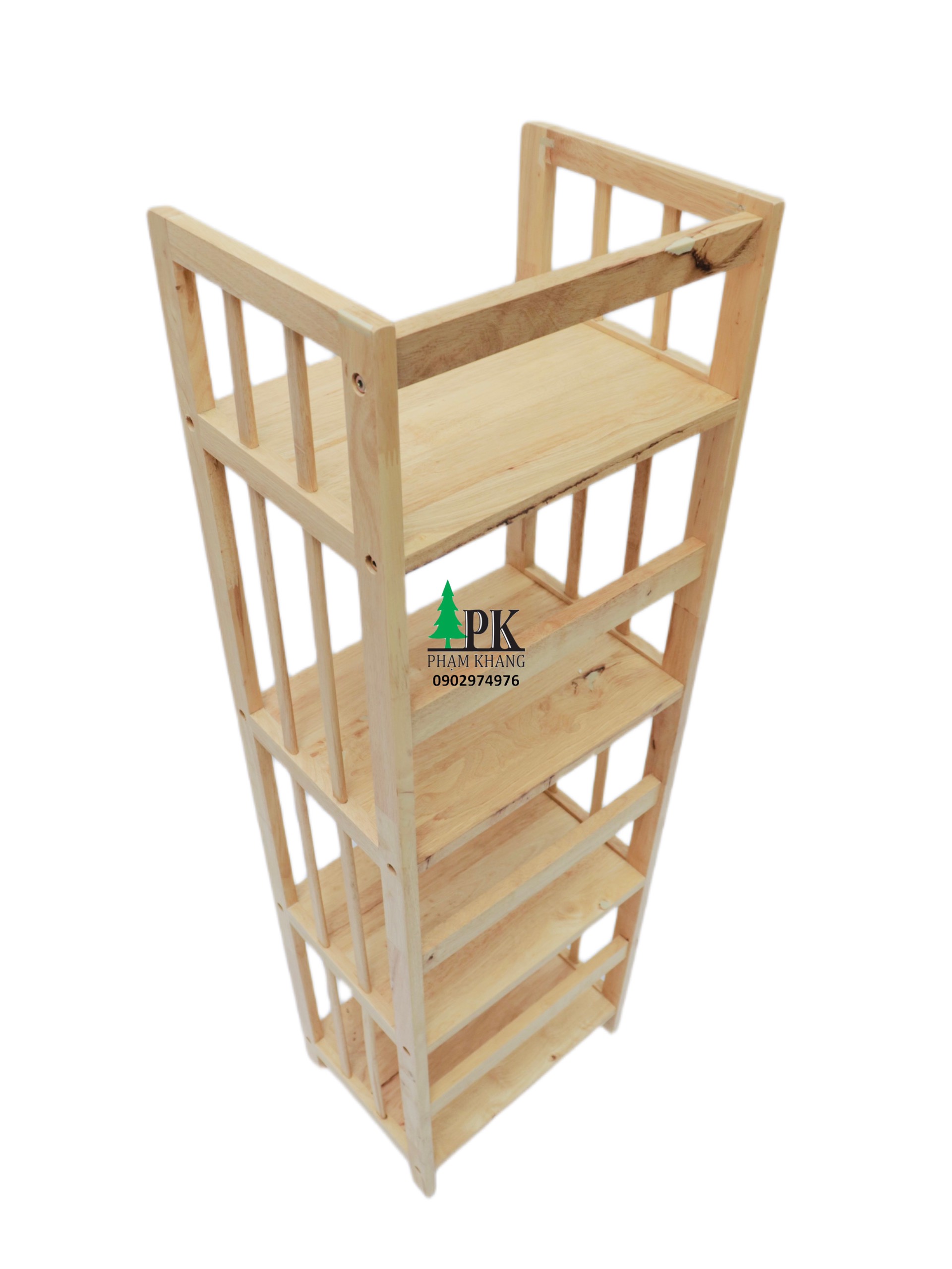 Kệ sách 4 tầng rộng 38 cm Start Decor - Gỗ cao su tự nhiên - Màu Gỗ Tự Nhiên/ Vàng Cherry