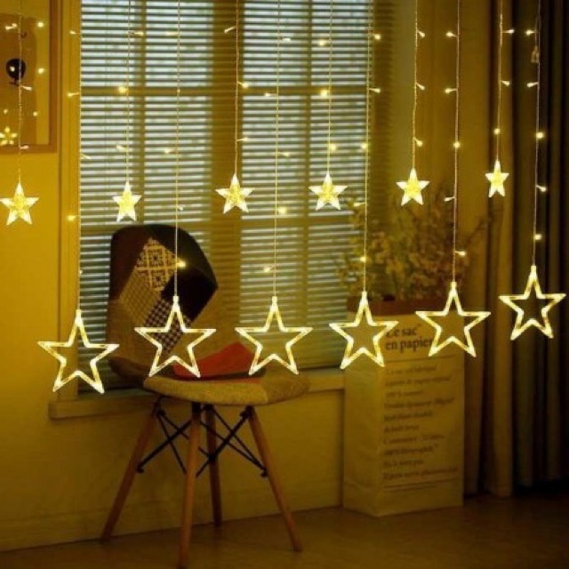 Dây nháy led hình ngôi sao kiểu rèm cửa trang trí ngày tết Noel