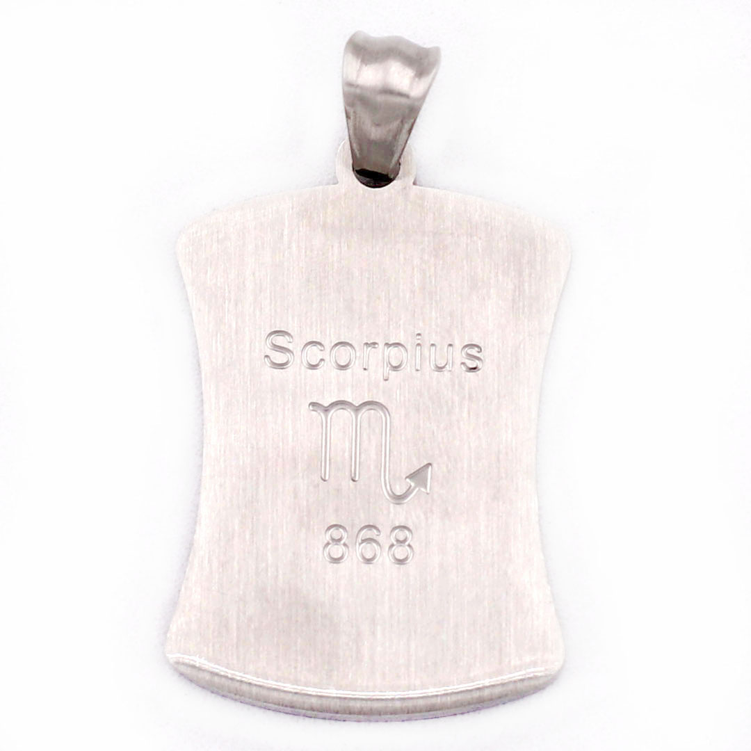 Mặt dây chuyền cung Hổ Cáp - Scorpius inox kèm vòng cổ dây cao su đen, Cung hoàng đạo