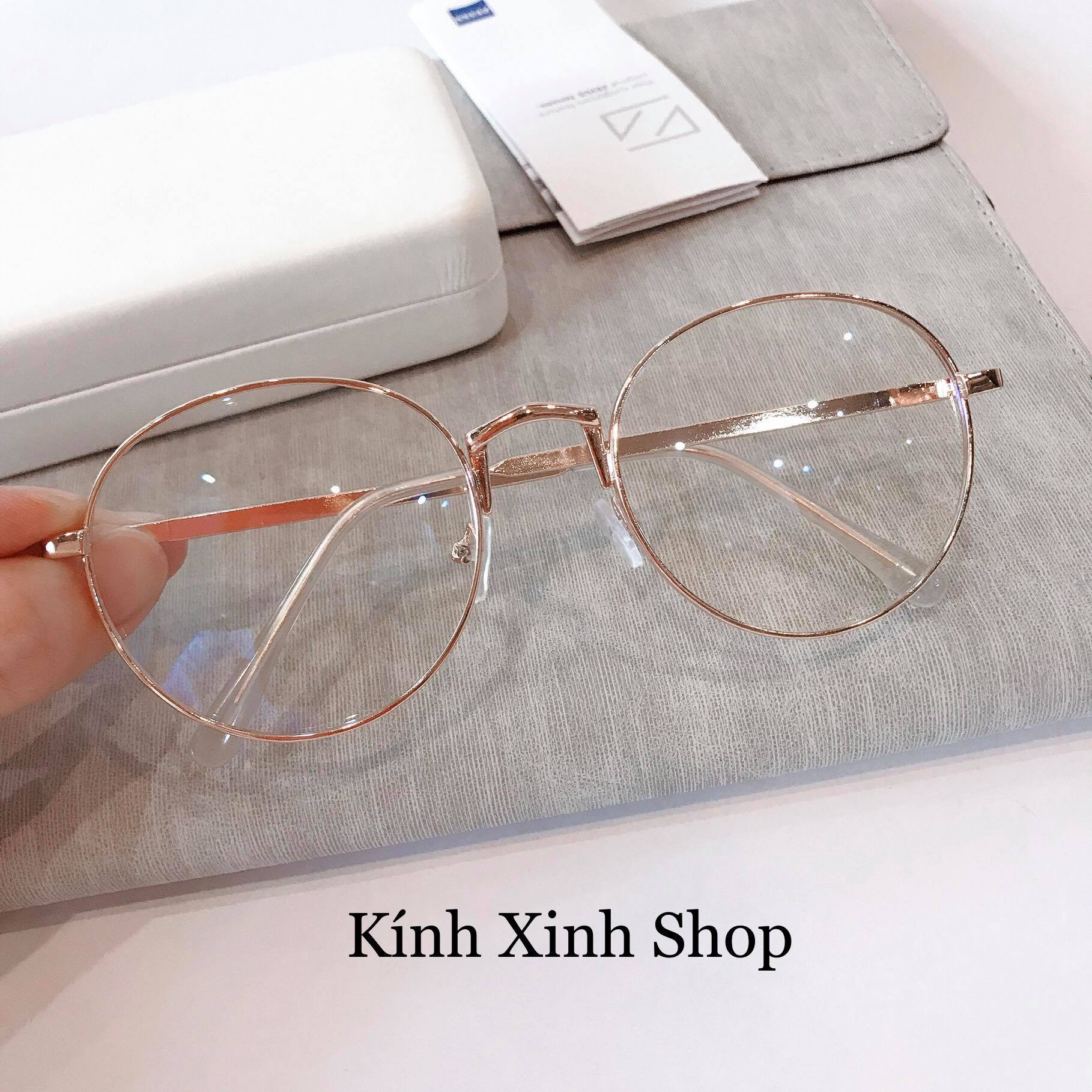 Kính Giả Cận Chống Ánh Sáng Xanh, Chống Mỏi Mắt, Gọng Kính Cận Nam Nữ Mắt Tròn Không Độ Hàn Quốc