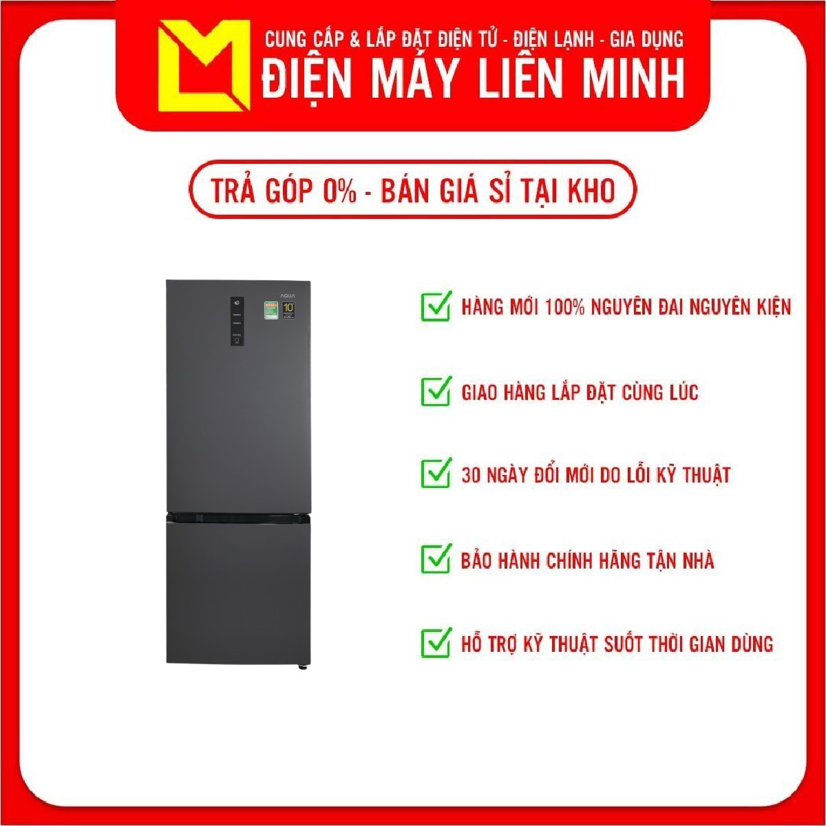 Tủ lạnh Inverter 292 lít Aqua AQR-B339MA(HB) model 2021 - Hàng chính hãng (chỉ giao HCM)