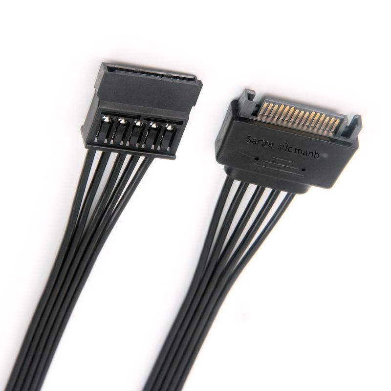 Bộ nguồn phong cách mới nhất 15Pin cáp nối dài SATA nam và nữ cáp dẹt màu đen cáp cấp nguồn ổ cứng chịu dòng điện cao 30CM