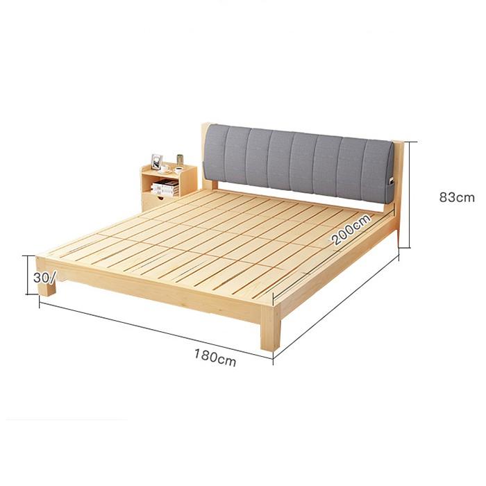 Giường gỗ thông hiện đại 1m8 x 2m (kèm đệm tựa lưng)