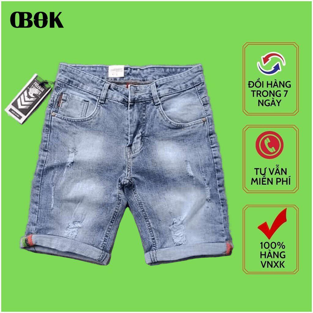 Quần Short Jean Nam Ngắn , Quần Bò Lửng Nam Co Giãn Siêu Chất OBOK Fashion QSN107