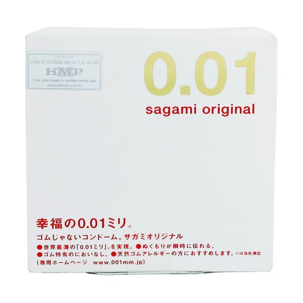 Bao cao su Sagami Original 0,01 siêu mỏng (hộp 01 chiếc)