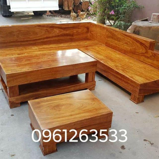 Bộ bàn ghế phòng khách sofa gỗ hương xám