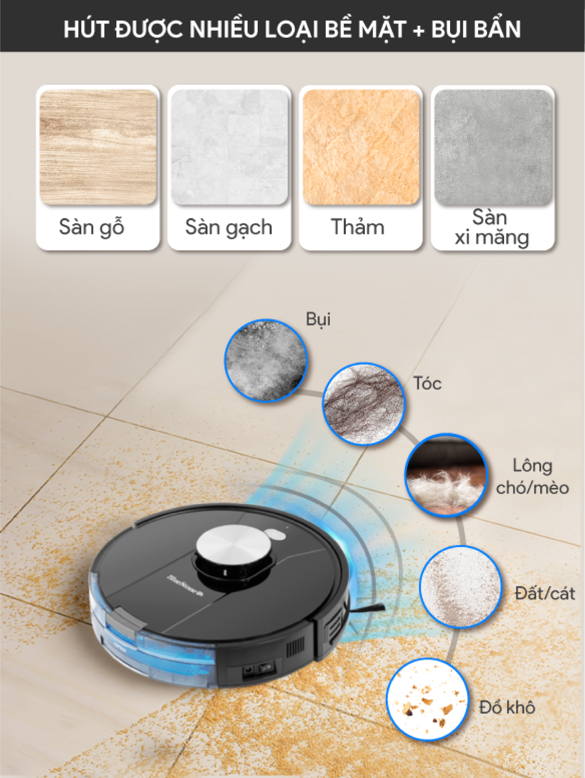 Robot Hút Bụi Lau Nhà BlueStone RVB-9731 - Lực hút: 2000Pa - Bảo hành 24 tháng - Hàng chính hãng