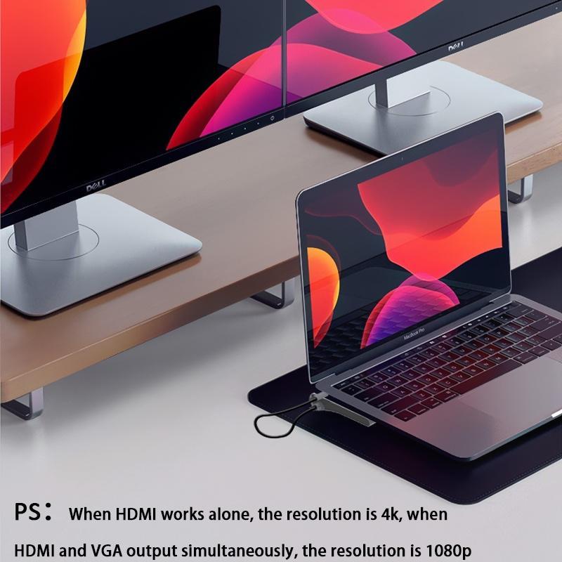 Bộ Chuyển Đổi 12 Trong 1 Type-C Sang HDMI 4k Rj45 VGA PD Đầu Đọc Thẻ SD / TF USB3.0 USB C Hub Cho Laptop PC